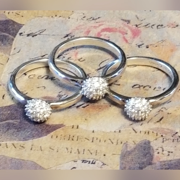 Silpada Sterling Silver & Zirconia Stacking Rings - Picture 7 of 12